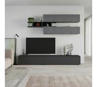 DecHome Parete Attrezzata Mobile TV + 3 Mobili a Parete 206x40x250 Cemento Venus