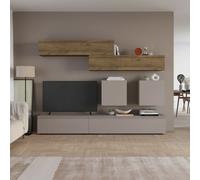 DecHome Parete Attrezzata Mobile TV Mobile Parete 186x40x250 Noce/Tortora Licia