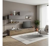 DecHome Parete Attrezzata Mobile TV + Parete 260x42x35,8 Noce/Tortora Kombat