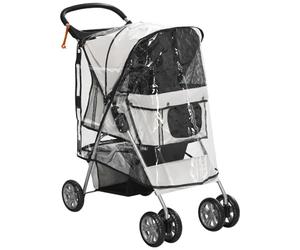 DecHome - Passeggino per Cani Piccoli Pieghevole con Copertura Antipioggia Ruote Girevoli e con Freni colore Grigio