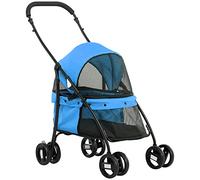 DecHome - Passeggino per Cani Pieghevole con Tettuccio Regolabile Borsa e Ruote Girevoli 82x47x97cm Blu