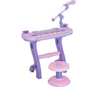 DecHome Pianola Giocattolo con Sgabello e Microfono Karaoke Playset 3+ Anni Rosa