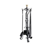 DecHome Piantana Camino Kit Pigna Ferro Battuto + Pomi Ottone H.cm 70 Cf=Pz 5