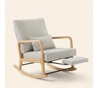 DecHome - Poltrona a Dondolo Vintage in Velluto Dimensioni 70x89x97.5 cm Crema