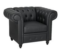 DECHOME - Poltrona da Salotto Stile Chesterfield in Finta Pelle PU con Gambe in Legno colore Nero