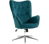 DecHome - Poltrona Design Moderno Girevole 71x74x106A cm in Ecopelle, Colore Petrolio