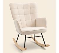 DecHome Poltrona Dondolo Stile Scandinavo in Tessuto 71x98x101 Beige