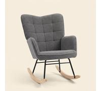 DecHome Poltrona Dondolo Stile Scandinavo in Tessuto 71x98x101 Grigio Scuro