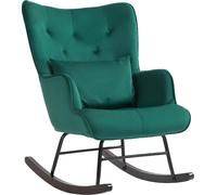 DecHome Poltrona Dondolo Vintage in Velluto 70x86x94 Verde