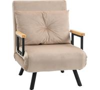 DecHome Poltrona Letto 3 in 1 Schienale Reclinabile e Cuscino 63x73x81 cm Beige