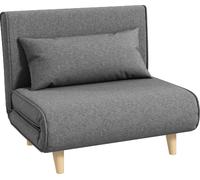 DecHome Poltrona Letto 3 in 1 Schienale Reclinabile in Tessuto Grigio