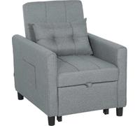 DecHome - Poltrona Letto Design Moderno con Schienale Regolabile e Cuscino in Tessuto effetto Lino 69x82x85 cm Grigio