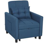 DecHome Poltrona Letto Design Moderno in Tessuto effetto Lino 69x82x85 cm Blu