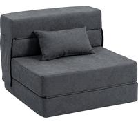 DecHome Poltrona Letto Design Moderno in Velluto di Ghiaccio 80x80x64 cm Grigio