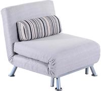 DecHome Poltrona Letto Ferro e Cotone Cuscino A Righe Grigio 75x70x75cm