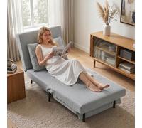 DecHome Poltrona Letto Stile Scandinavo Tessuto Effetto Lino 75x88x78 cm Grigio