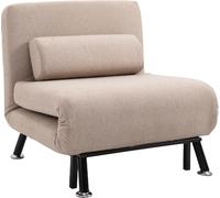 DecHome Poltrona Letto Struttura Metallo Cuscino Regolabile Beige