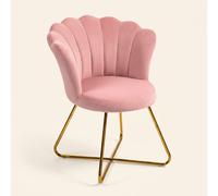 DecHome Poltrona Moderna Ergonomica con Schienale a Petalo Vellutato Rosa e Gambe Incrociate Oro 69x64x80 cm