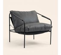 DecHome Poltrona Moderna in Ecopelle 74,5x75x77 Grigio Carbone