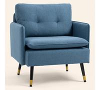 DecHome Poltrona Moderna in Tessuto effetto Lino 76x68x80 Blu