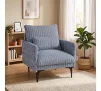 DecHome Poltrona Moderna in Tessuto Effetto Lino Dimensioni 73x80x80 cm Blu