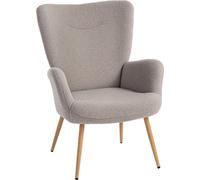 DecHome Poltrona Moderna in Tessuto effetto Teddy 71x74x94,5 Grigio