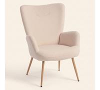 DecHome Poltrona Moderna in Tessuto effetto Teddy 71x74x97,5 Beige