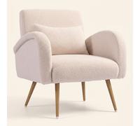 DecHome Poltrona Moderna in Tessuto effetto Teddy 77x77x83 Beige Teddy