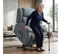 DecHome - Poltrona Reclinabile Relax per Anziani Elettrica Alzapersona Massaggiante in Tessuto Effetto Lino 91x93x103 cm Grigio