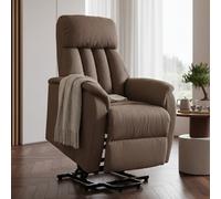 DecHome Poltrona per Anziani Elettrica Alzapersone Reclinabile in Tessuto 75x93x110 cm colore Marrone