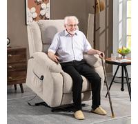 DecHome Poltrona per Anziani Elettrica Alzapersone Reclinabile Massaggiante in Velluto 93x104x105 cm colore Beige