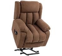 DecHome - Poltrona Relax Alzapersona con Telecomando Massaggiante e Reclinabile in Tessuto 91x93x103 cm Marrone
