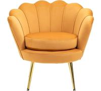 DecHome - Poltrona relax, Poltrona salotto, Vintage, Velluto, 75x63x73 cm, Giallo