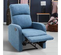 DecHome Poltrona Relax Reclinabile con Movimento Manuale in Tessuto Lino 67x83x107 cm colore Blu
