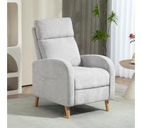 DecHome Poltrona Relax Reclinabile con Movimento Manuale in Tessuto Lino 68x90x106 cm colore Grigio Chiaro