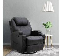 DecHome Poltrona Relax Reclinabile con Movimento Manuale Massaggiante in Ecopelle 84x92x109 cm colore Nero