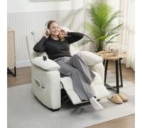 DecHome Poltrona Relax Reclinabile Elettrica in Tessuto Effetto Velluto con Poggiapiedi 96x90x103 cm colore Beige