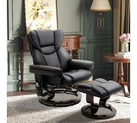 DecHome Poltrona Relax Reclinabile Elettrica Massaggiante Pouf Poggiapiedi Nero