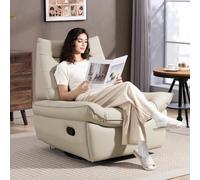 DecHome Poltrona Relax Reclinabile Manuale con Poggiapiedi Crema