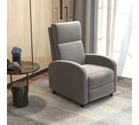 Poltrona Relax Reclinabile Manuale Lino 64x86x102 cm Grigio DecHome