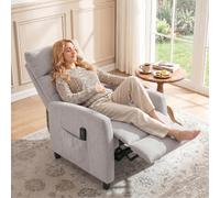 DecHome - Poltrona Reclinabile Relax con Movimento Manuale Massaggiante con Poggiapiedi in Ciniglia 66x91x108 cm Grigio Chiaro