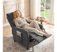 DecHome - Poltrona Reclinabile Relax con Movimento Manuale Massaggiante con Poggiapiedi in Ciniglia 66x91x108 cm Grigio Scuro