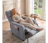 DecHome - Poltrona Reclinabile Relax con Movimento Manuale Massaggiante con Poggiapiedi in Tessuto Effetto Lino 69x93x104 cm Grigio Chiaro