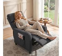 DecHome - Poltrona Reclinabile Relax con Movimento Manuale Massaggiante con Poggiapiedi in Tessuto Effetto Lino 69x93x104 cm Grigio Scuro
