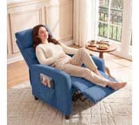 DecHome - Poltrona Reclinabile Relax con Movimento Manuale Massaggiante con Poggiapiedi in Ciniglia 66x91x108 cm Blu Scuro