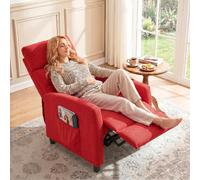 DecHome - Poltrona Reclinabile Relax con Movimento Manuale Massaggiante con Poggiapiedi in Ciniglia 66x91x108 cm Rosso Vino