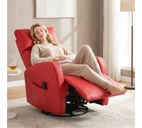DecHome - Poltrona Reclinabile Relax con Movimento Manuale Massaggiante in Ecopelle 73.5x97x86 cm Rosso