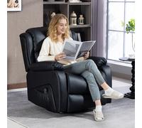 DecHome Poltrona Relax Reclinabile Massaggiante in Ecopelle 85x97X100 cm Nero