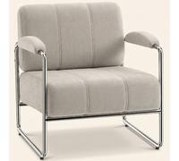 DecHome Poltrona Stile Contemporaneo in Ciniglia Morbida 76x75x76 cm Beige