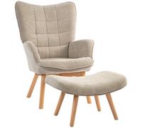 DecHome Poltrona Stile Scandinavo in Velluto Pouf 72x80x101 Marrone Chiaro
